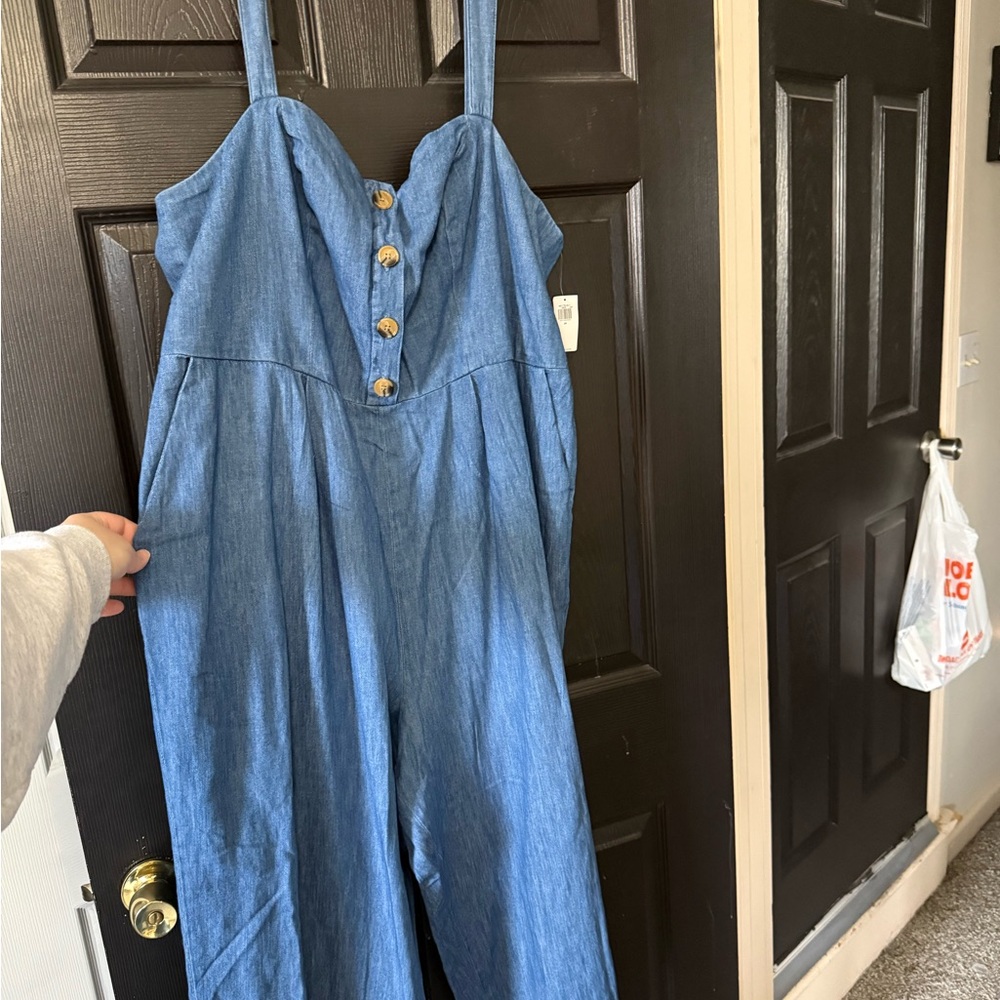 Old Navy Denim Button-Front Wide Leg Jumpsuit - NWT